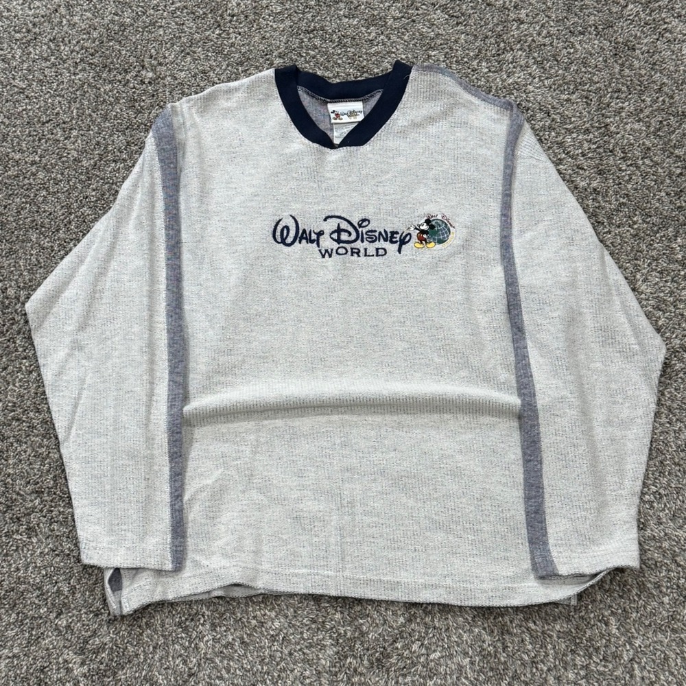Vintage 90s Walt Disney World Mickey Mouse Thermal Shirt Made in USA Mens L